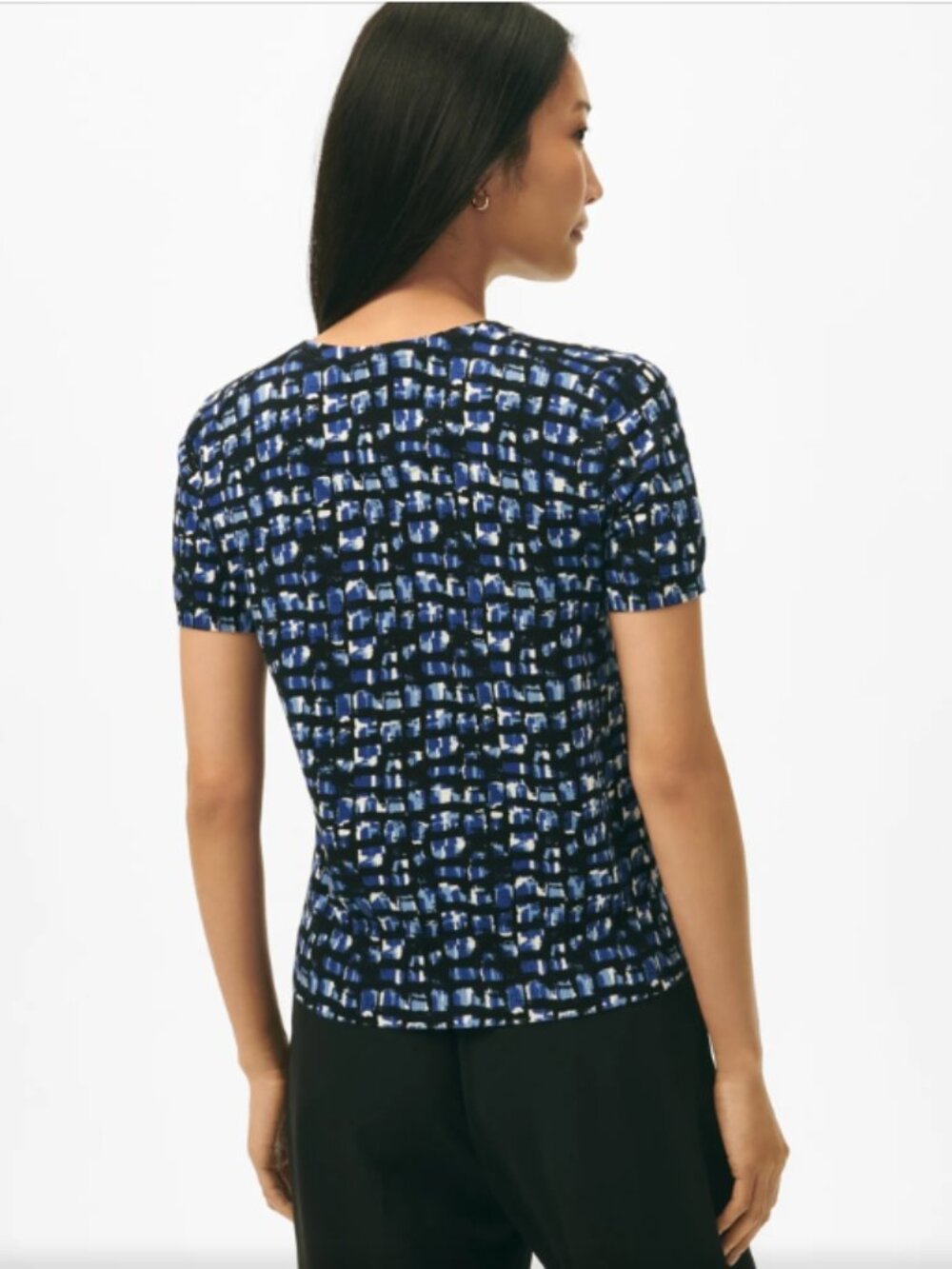 NWT Brooks Brothers Twinset Abstract Short Sleeve Cotton Knit Sweater XS Blue - Picture 3 of 13